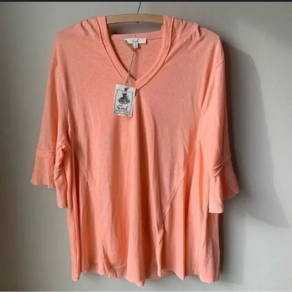 New Easel The Inside Scoop Hooded Top coral